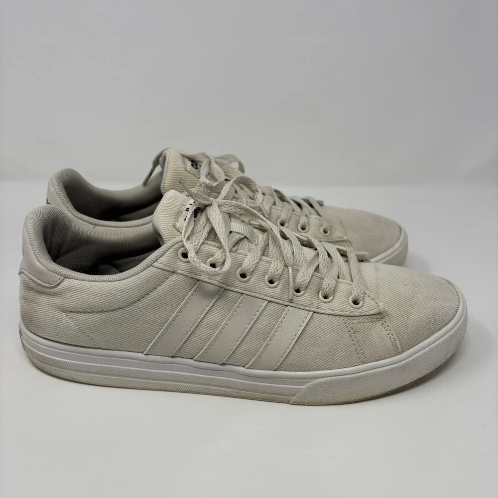 Adidas Daily 2.0 Mens Canvas Skate‎ Sneakers Off White Cream Low Top Shoes 10.5
